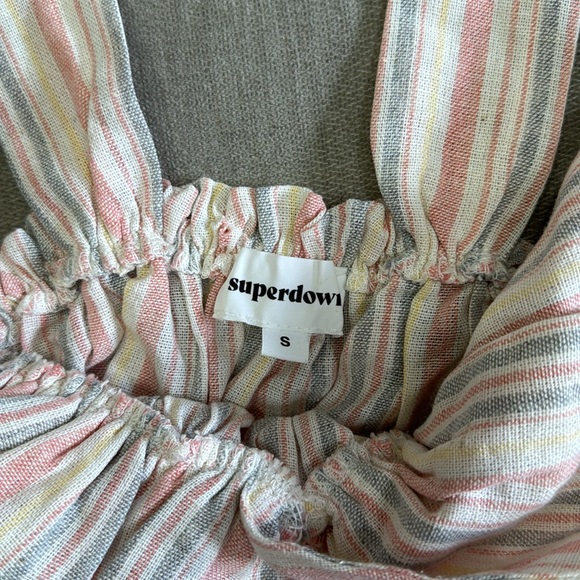 Superdown Linen Stripe Ruffle Top - Picture 4 of 6